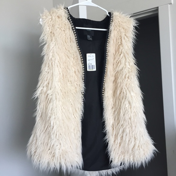 Forever 21 Jackets & Blazers - Fur Vest with Studded Lining