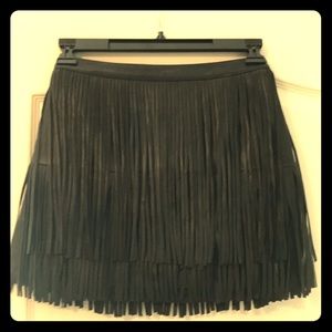 Zadig and Voltaire Fringe leather mini skirt