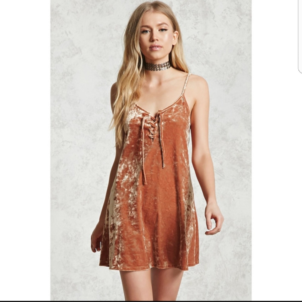 crushed velvet lace-up dress