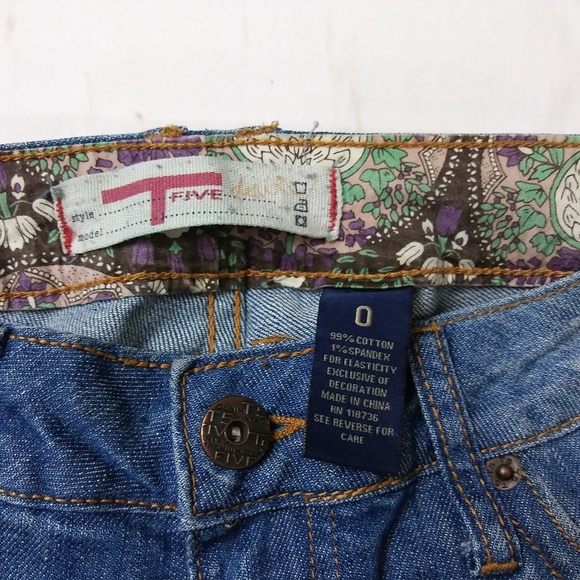 T Five lowrise  distress skinny blue jeans sz 0 - Picture 4 of 8