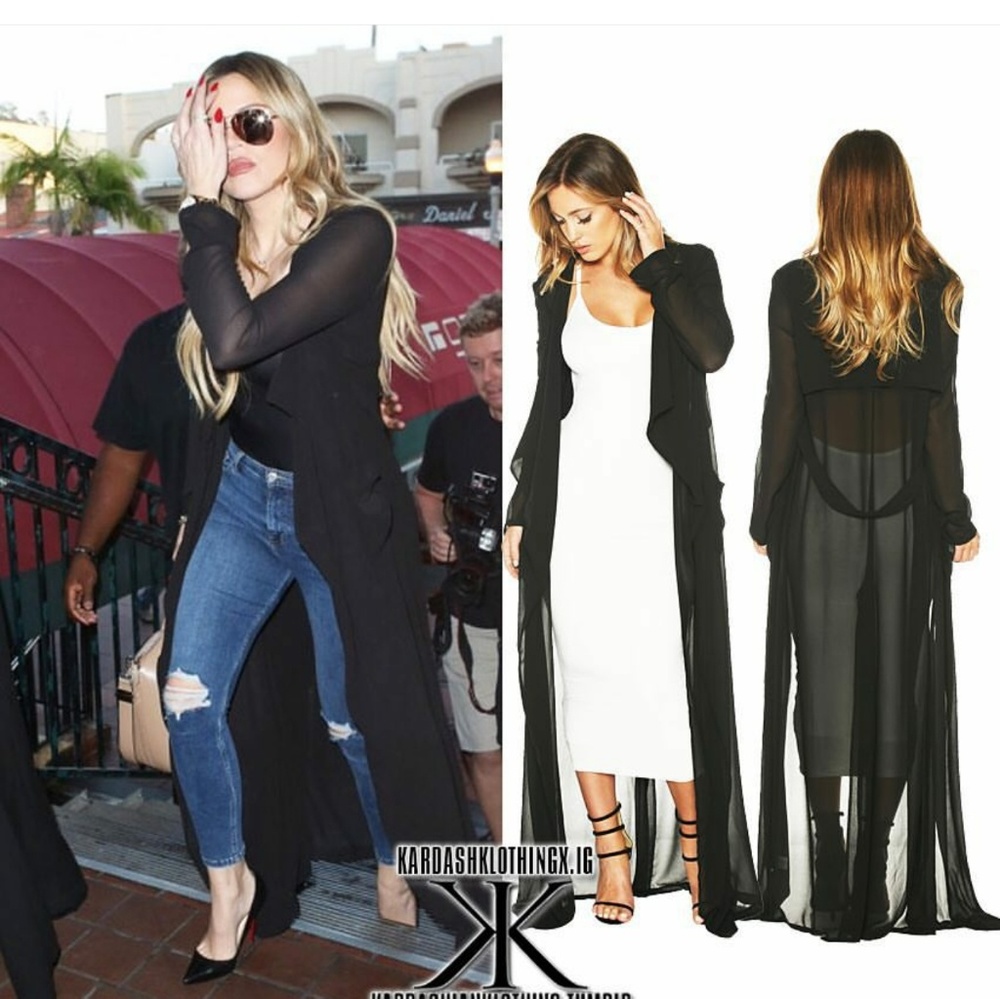 Black sheer duster coat