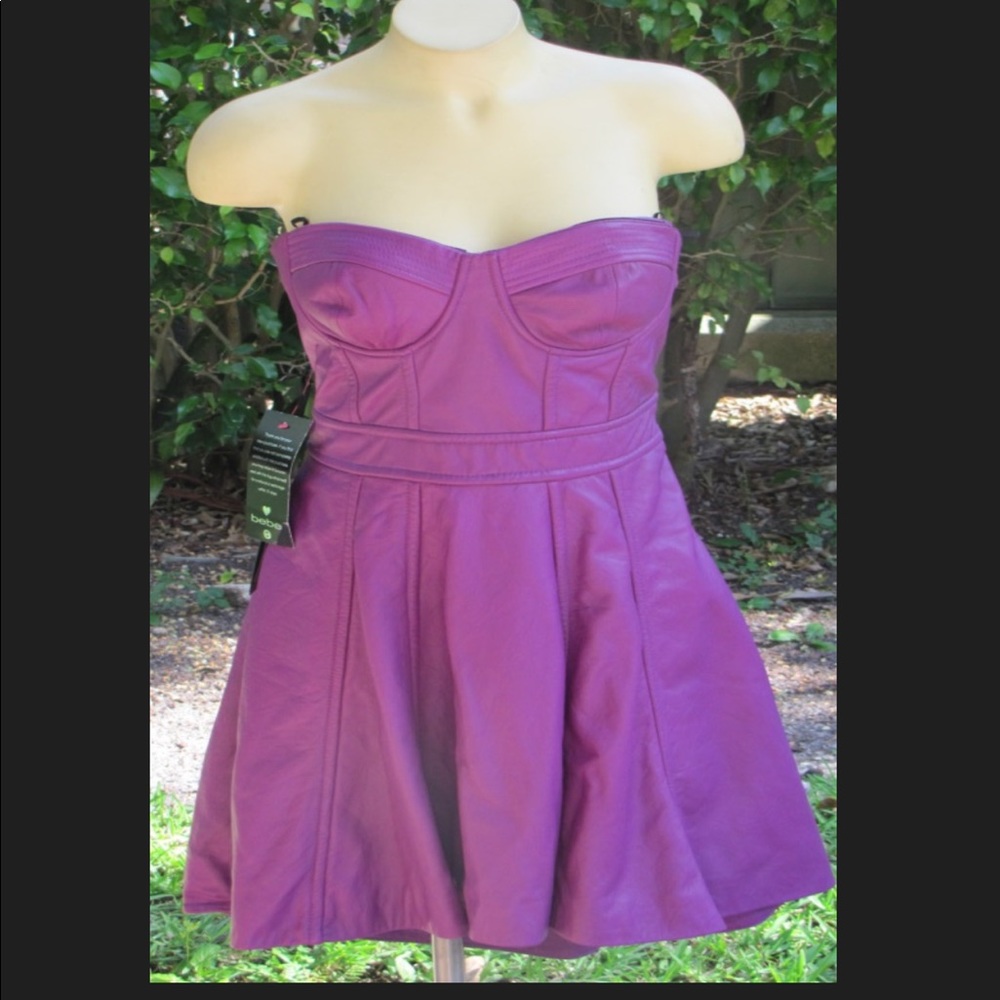 🛑 SOLD!! Bebe purple high/low leather dress