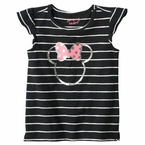 Girl's Toddler 2T White Black Striped Minnie Mouse
