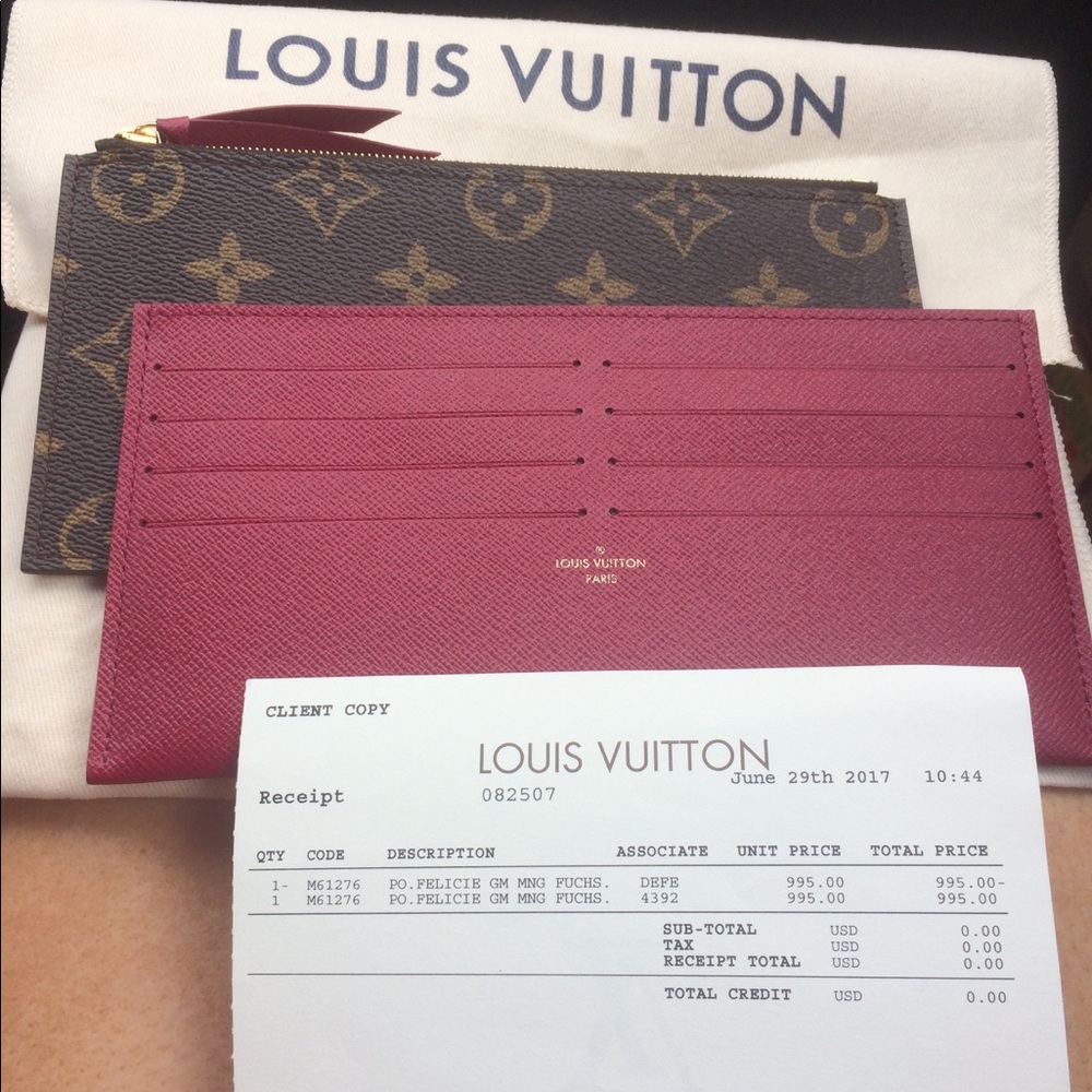 Authentic NWT Louis Vuitton Fuchsia Wallet insert