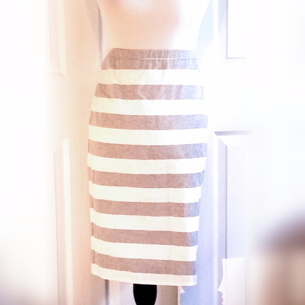 Merona Grey & White Striped Pencil Skirt