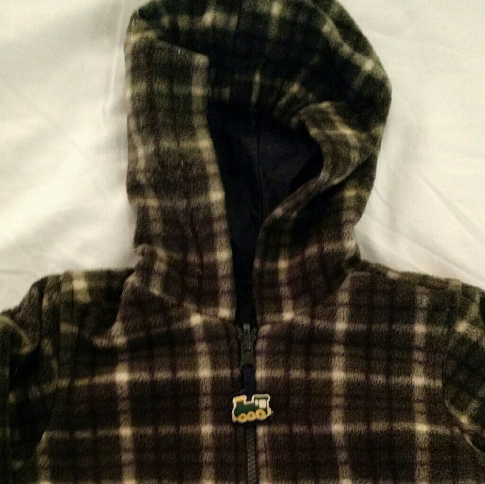 Green plaid fleece windbreaker 4T