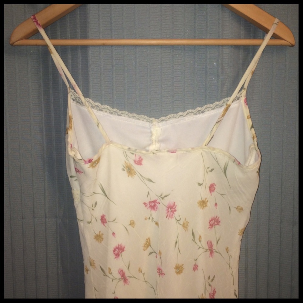 Cream Floral Spaghetti Strap Dress - Picture 3 of 5