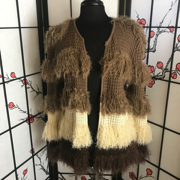 ✂️PRICE CUT✂️ Taupe & Cream Faux Fur Sweater - Picture 2 of 2