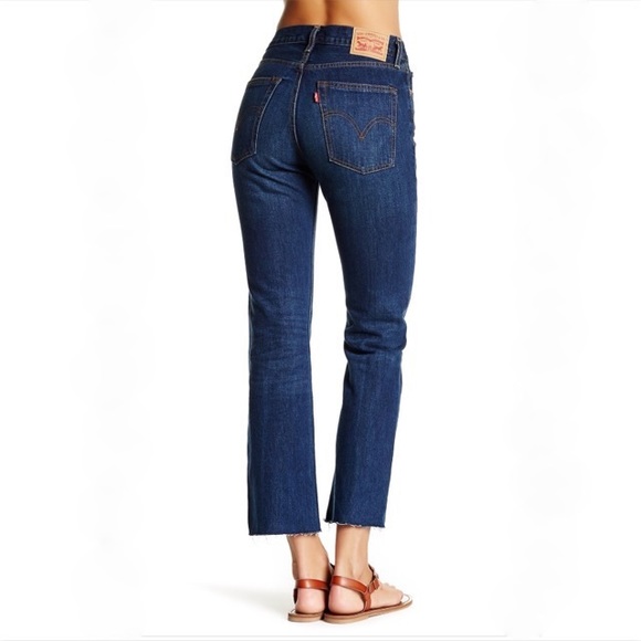 Levi's High Waist Kick Flare Cut Off Jeans - Picture 2 of 8