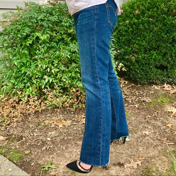 Levi's High Waist Kick Flare Cut Off Jeans - Picture 5 of 8