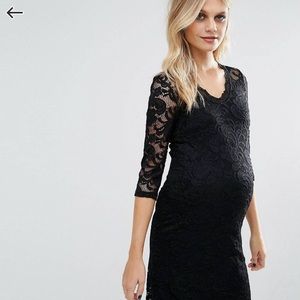 ASOS Mamalicious Lace Dress in black lace
