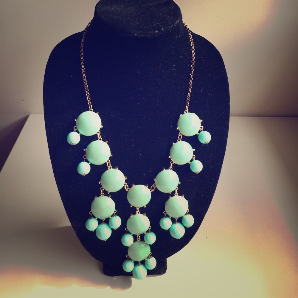 Long teal necklace