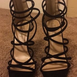 Black strappy heels