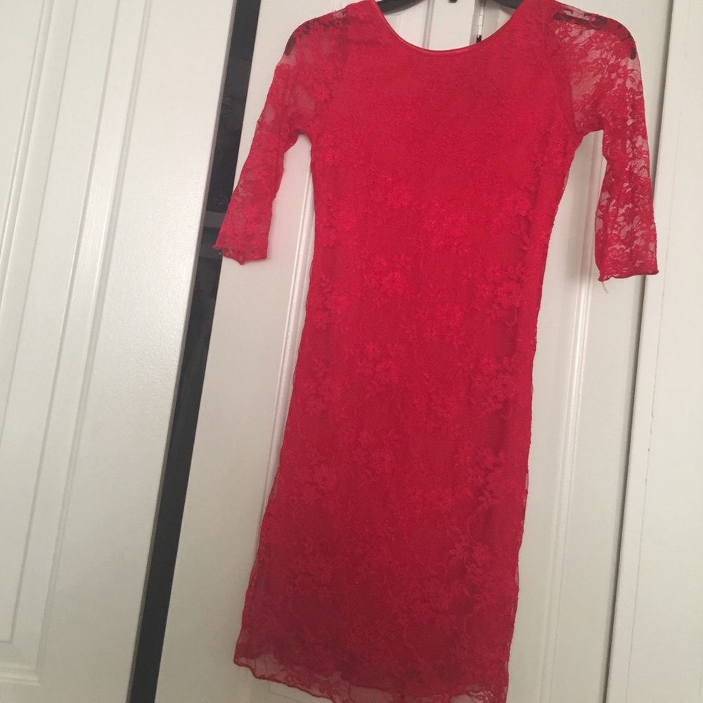 Red lace dress