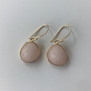 Gold Earrings Large Pink Stone