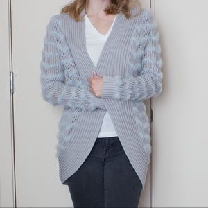 Fuzzy striped cardigan