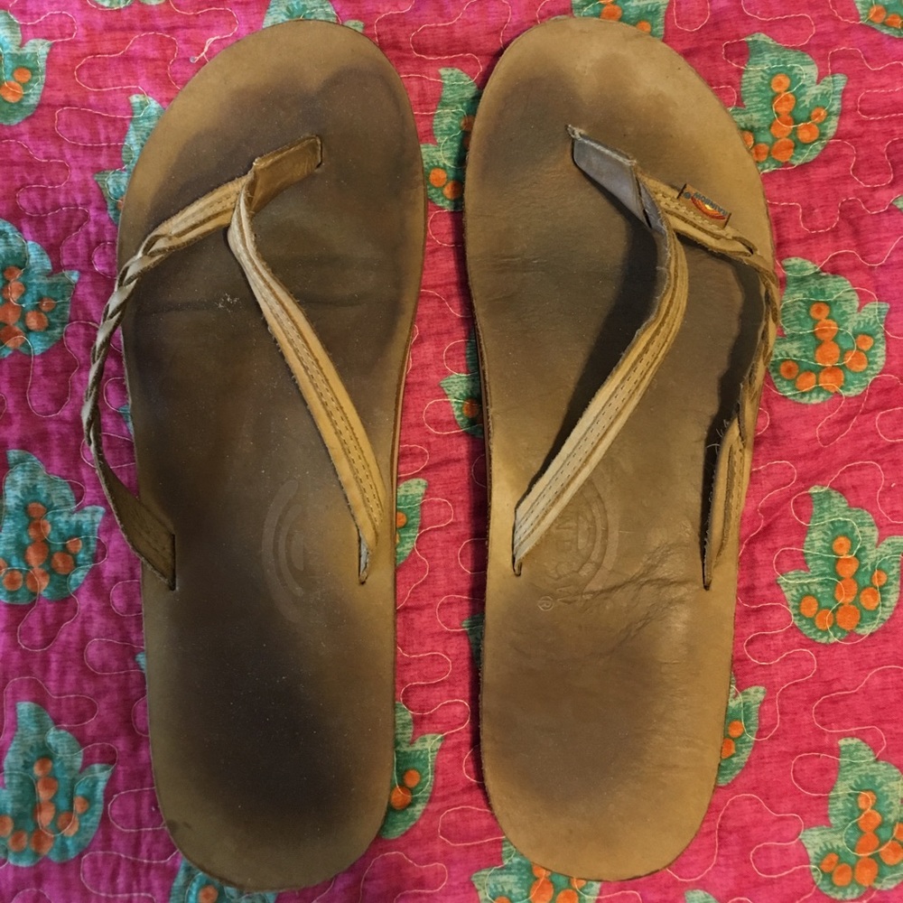 Rainbow Braided Flip Flops