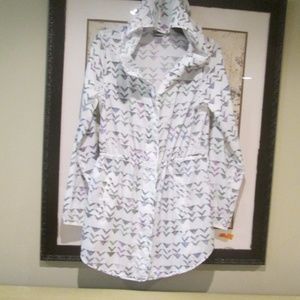 NWT white geo lightweight Anorak jacket coat NEW