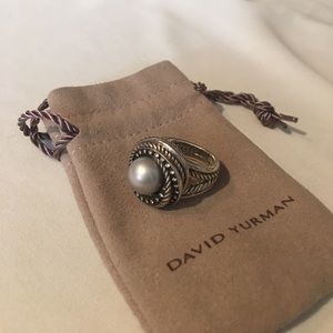 David Yurman Pearl Crossover Ring with Diamonds