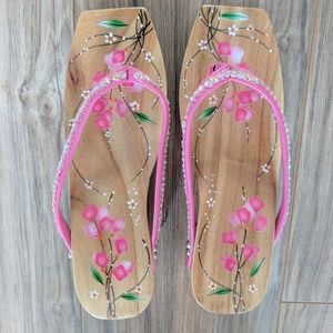 Handpainted floral design wooden platforms