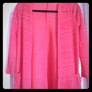 LulaRoe Sarah coral textured stripes fits Small