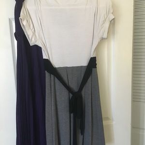 Mini gray and white dress with black belt