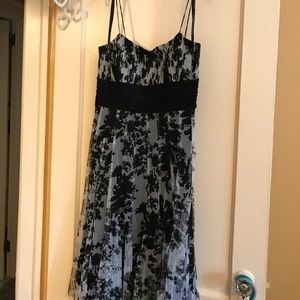 Black and White Floral Print Cocktail Dress