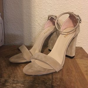 Nude strappy heels