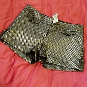 Silver Metallic Woven Shorts NWT
