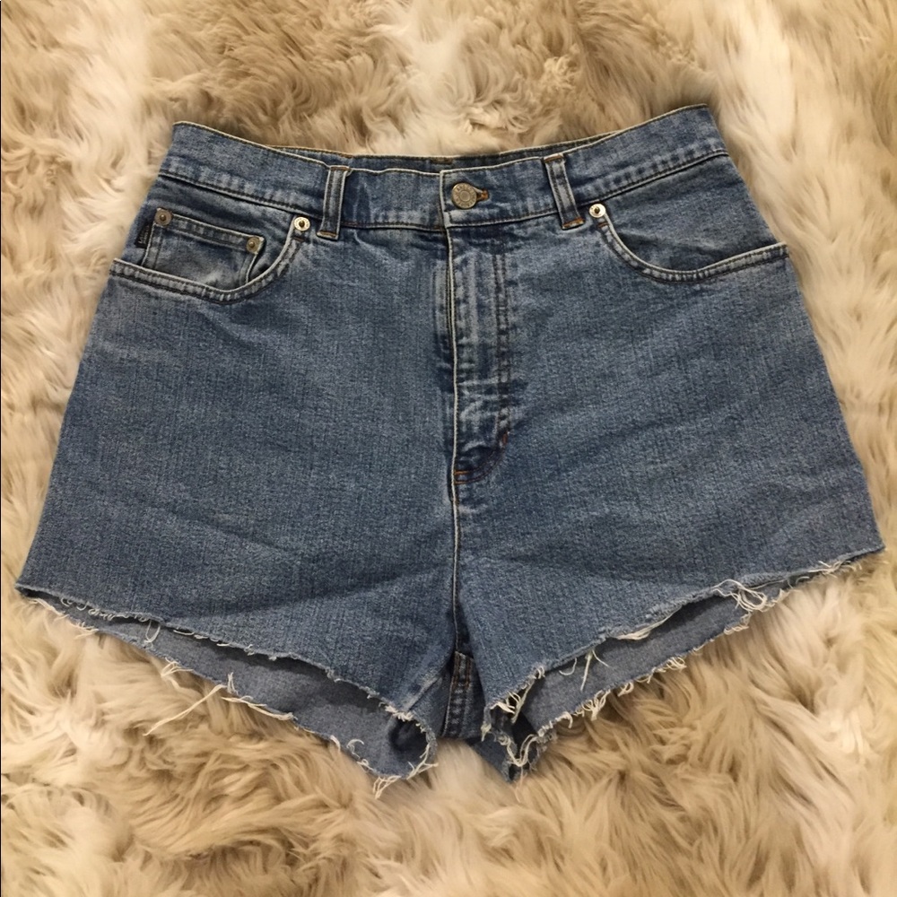 Lauren Jeans Co high waisted denim mom cutoffs.
