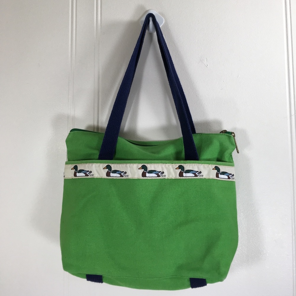 Vintage 70s Mallard Duck Canvas Tote Purse 1970s