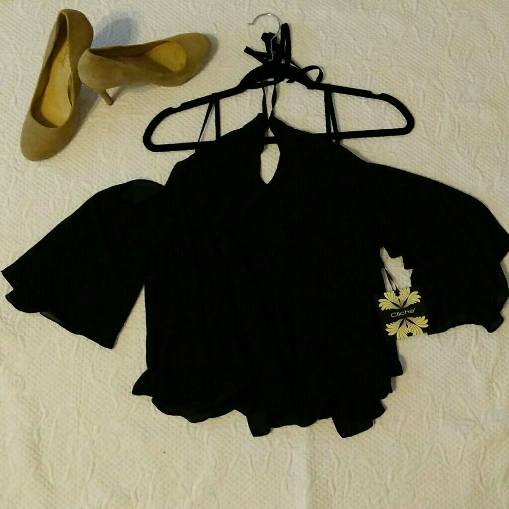 🛍🛍SOLD🛍🛍Cold Shoulder Ruffle Top - Picture 3 of 3