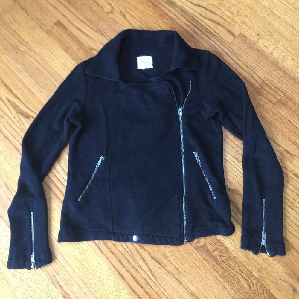 Black jacket with silver zippers