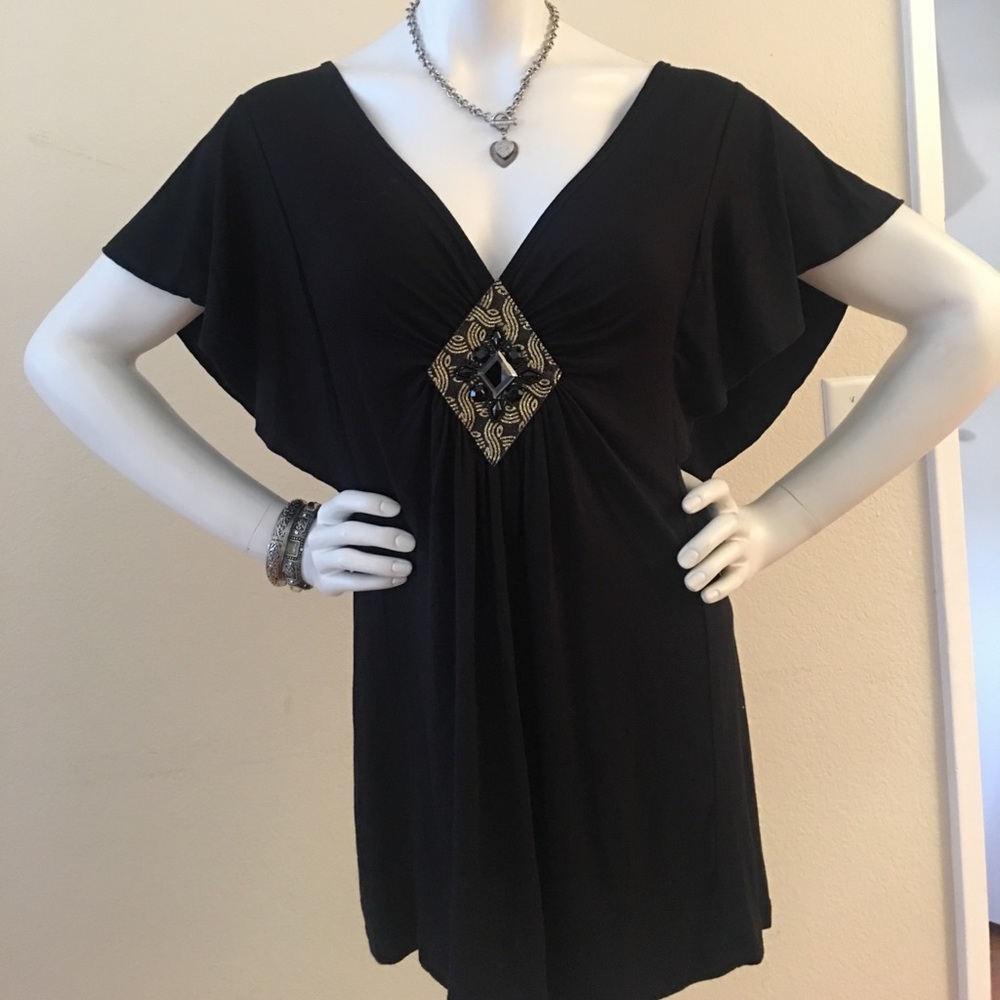 Black Butterfly Sleeved Top
