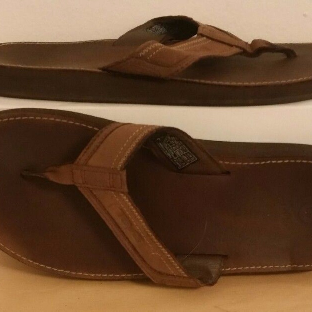 Teva Men's Benson Flip Flop Sandals Brown Leather