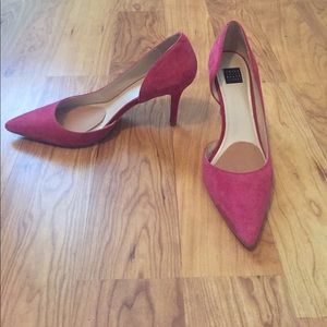 White House black Market pink suede pumps.