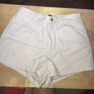 White high waisted leather shorts