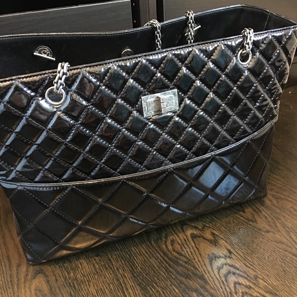 Chanel XL Patent Structured Tote
