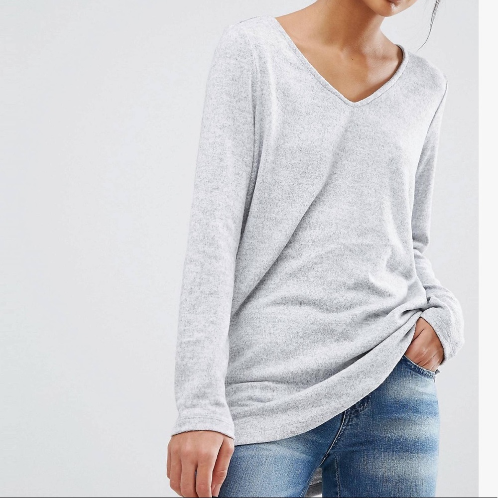 ASOS Vila long knit sweater light gray marl SMALL
