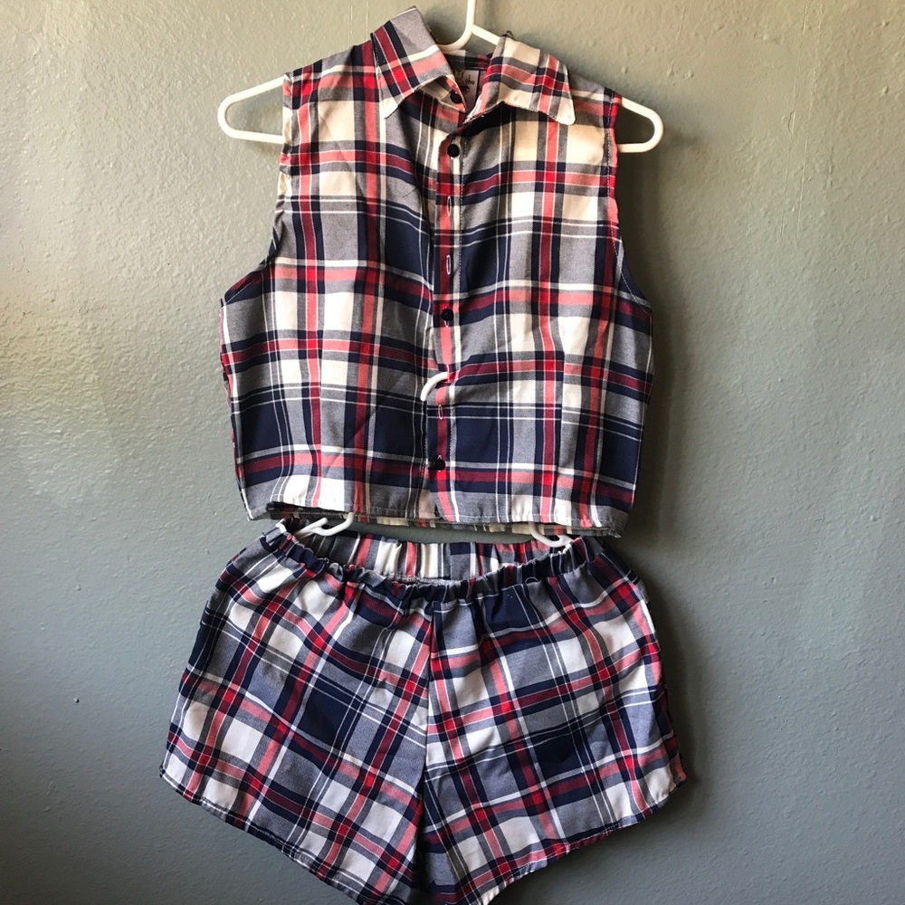 Omighty Red/Blue Plaid 2 Pc Set