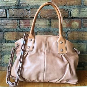 J. Crew camel tan leather Chain link Handbag