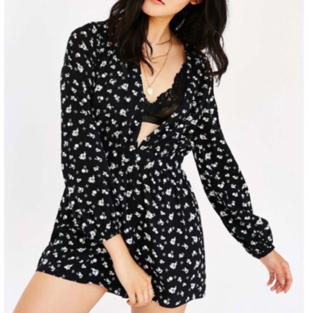 Urban Outfitters Black Plunging Romper