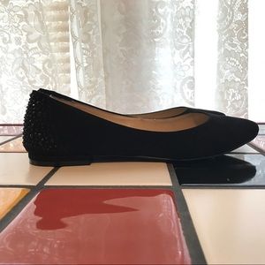 Nine West Suede Pointed Flats W/ Rhinestones