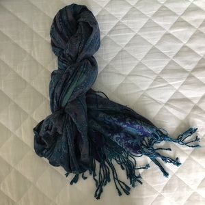 Blue Paisley large scarf