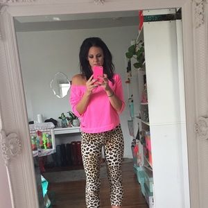 Neon pink Hollister cropped shirt