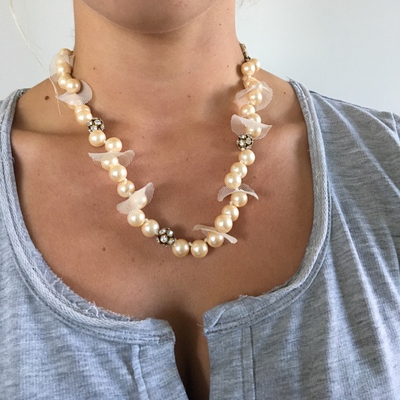 J. Crew Jewelry - J.Crew intricate pearl necklace with silk tie J. Crew Jewelry - J.Crew intricate pearl necklace with silk tie