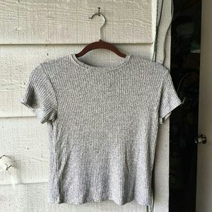 Brandy Melville Gray Ribbed T-Shirt