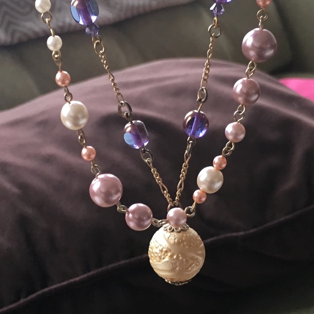 handmade pearl necklace duo