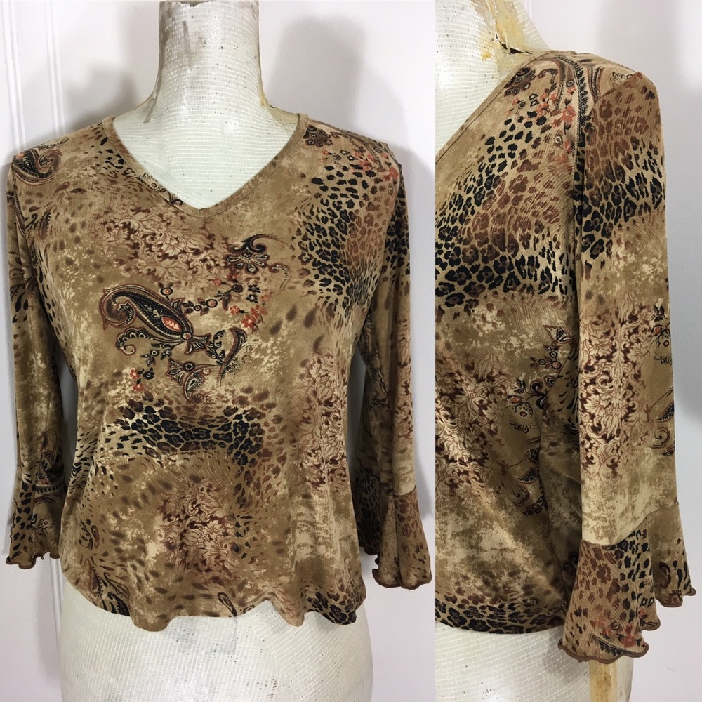 Vintage 90s Boho Crop Top Blouse 1990s