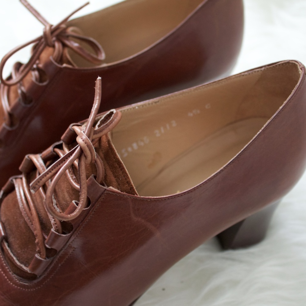 Yanko Lace Up Handmade Leather Brown Heels